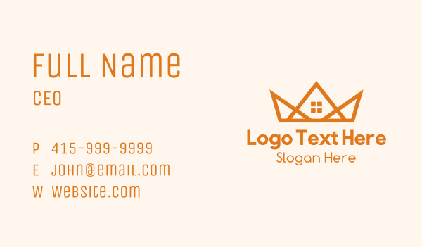 Orange House Crown Business Card Design Image Preview