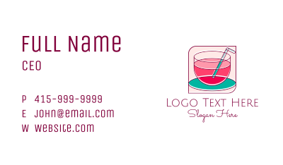 Pink Juice Drink Business Card Image Preview
