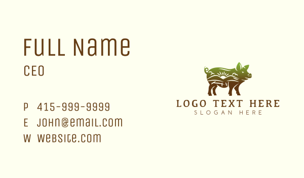 Pig Farm Field Business Card Design Image Preview