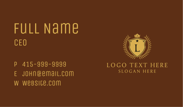 Gold Wreath Crown Shield Business Card Design Image Preview