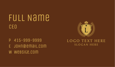Gold Wreath Crown Shield Business Card Image Preview