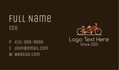 Tandem Bicycle  Business Card
