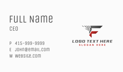 Modern Automotive Race Letter F Business Card Image Preview