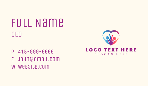 Heart Family Support Business Card Design Image Preview