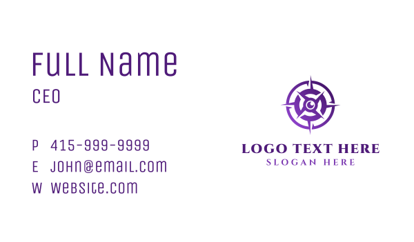 Purple Navigation Compass Business Card Design Image Preview