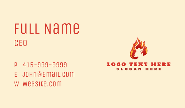 Bull Flame Grill Business Card Design Image Preview