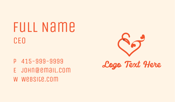 Heart Ampersand Lettering Business Card Design Image Preview