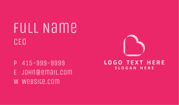 Pink Lovely Heart Letter B Business Card Design Image Preview