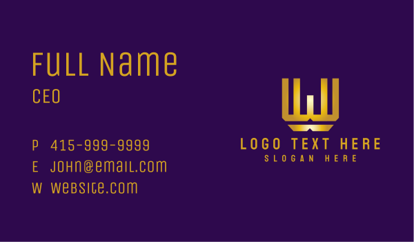 Gold Metallic Letter W  Business Card Design Image Preview
