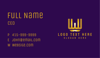 Gold Metallic Letter W  Business Card Image Preview