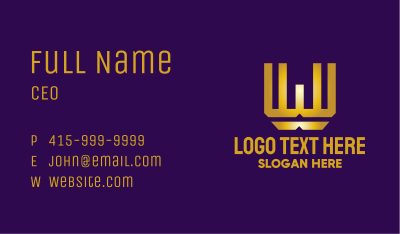 Gold Metallic Letter W  Business Card