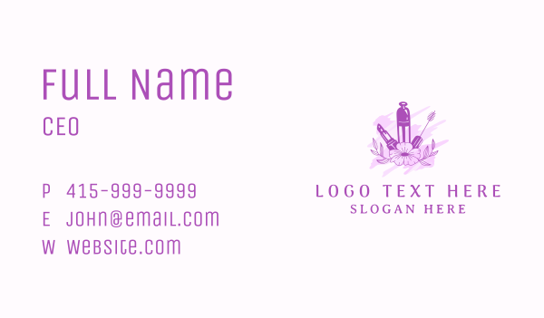 Purple Flower Makeup Business Card Design Image Preview