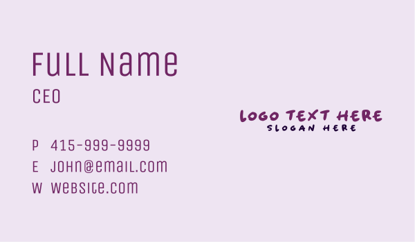 Cute Purple Wordmark  Business Card Design Image Preview