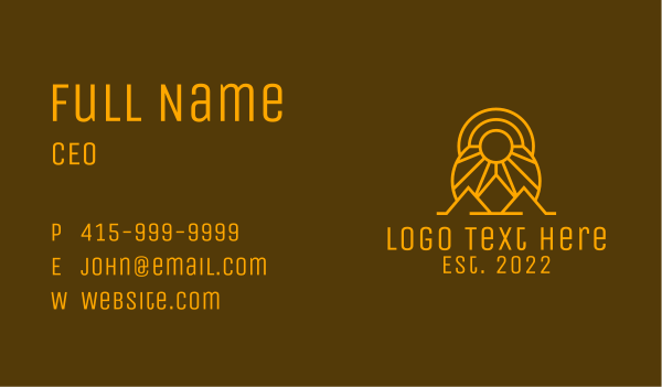 Golden Sunset Mountain Outdoor  Business Card Design Image Preview