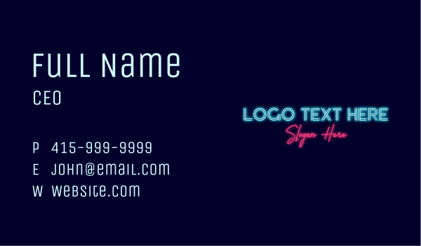 Neon Light Streaming Business Card Design Image Preview
