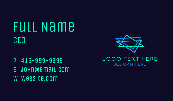 Gaming Neon Triangle Business Card Design Image Preview