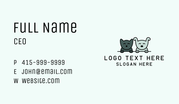 Happy Cat Dog Pet  Business Card Design Image Preview