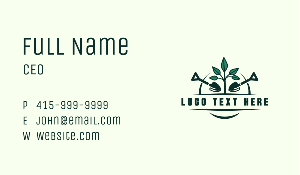 Plant Shovel Landscaping Business Card Design Image Preview