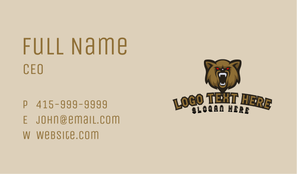 Growling Bear Gaming Business Card Design Image Preview