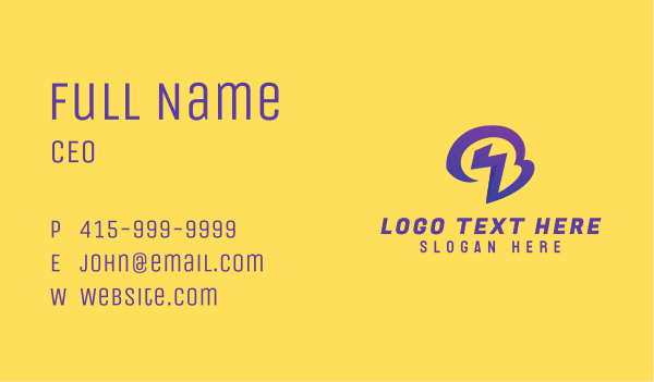 Purple Lightning Letter B Business Card Design Image Preview