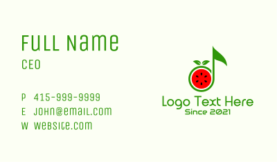 Watermelon Music Note Business Card