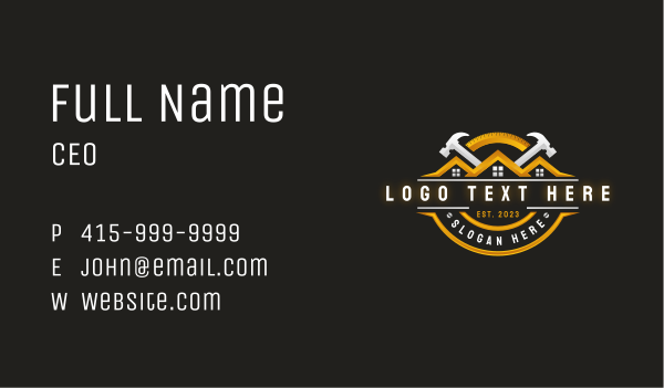 Hammer Contractor Carpentry Business Card Design Image Preview