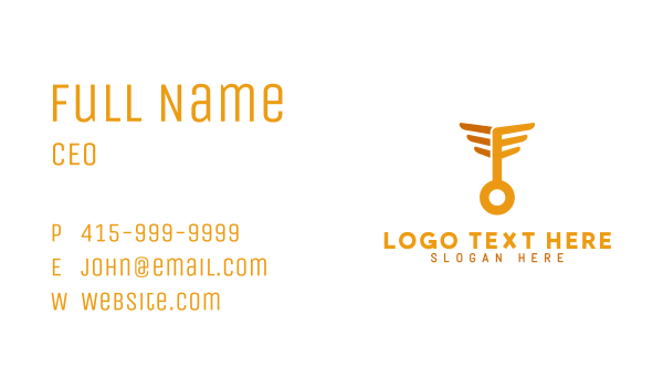 Golden Wing Key Business Card Design Image Preview