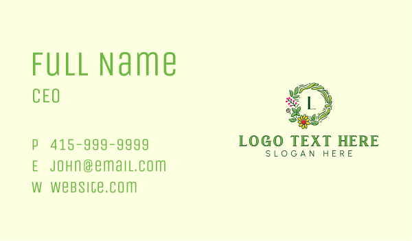 Sunflower Wreath Lettermark Business Card Design Image Preview