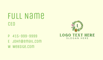 Sunflower Wreath Lettermark Business Card Image Preview