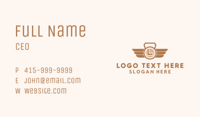 Winged Kettlebell Letter L Business Card Image Preview