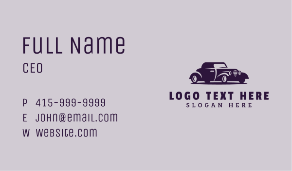 Violet Vintage Car Business Card Design Image Preview