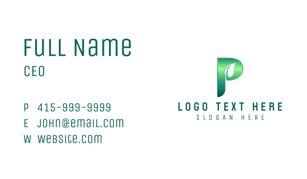Glossy Leaf Letter P Business Card Design Image Preview