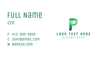 Glossy Leaf Letter P Business Card Image Preview