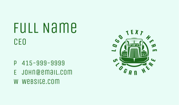 Green Cargo Truck Business Card Design Image Preview