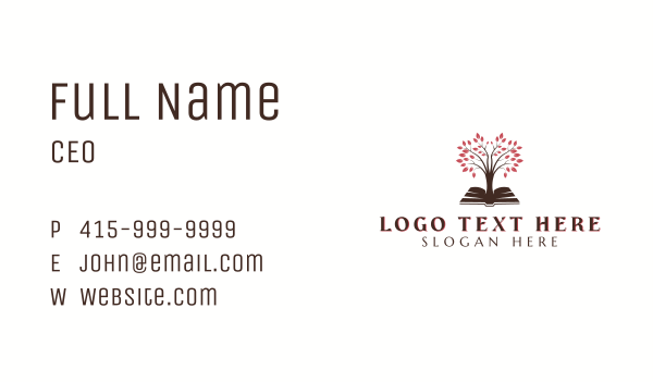 Educational Tree Book Business Card Design Image Preview