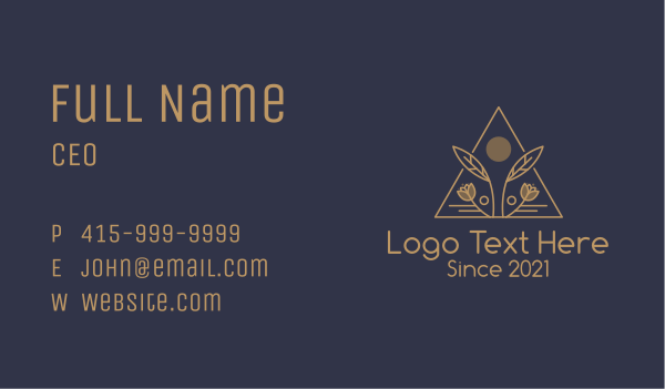 Gold Triangle Floral Badge Business Card Design Image Preview