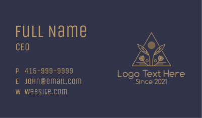 Gold Triangle Floral Badge Business Card Image Preview
