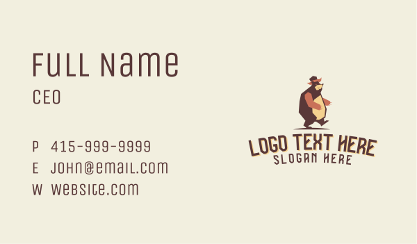 Walking Fat Bear Business Card Design Image Preview