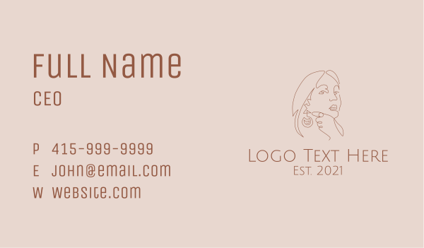 Fashion Monoline Earring  Business Card Design Image Preview