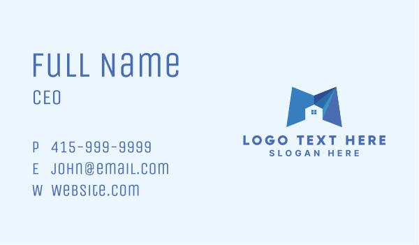 Blue House Letter M Business Card Design Image Preview
