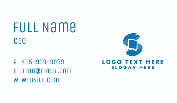 Blue Tech Hands Letter S Business Card Design Image Preview