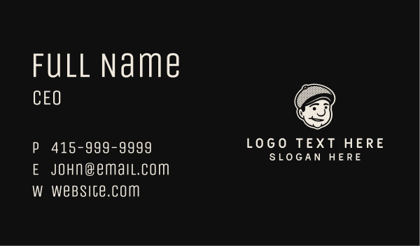 Retro Guy Flat Cap Business Card Design Image Preview