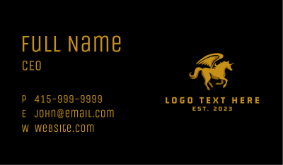 Gold Pegasus Creature Business Card Image Preview