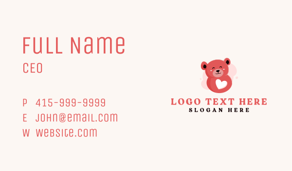 Heart Teddy Bear Toy  Business Card Design Image Preview