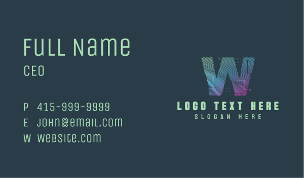 Modern Glitch Letter W Business Card Design Image Preview