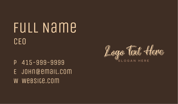 Simple Cursive Wordmark Business Card Design Image Preview