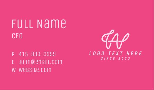 Pink Rabbit Letter W Business Card Design Image Preview