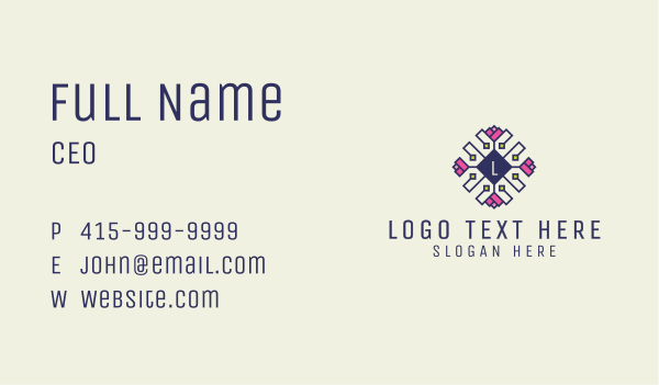 Embroidered Floral Lettermark Business Card Design Image Preview