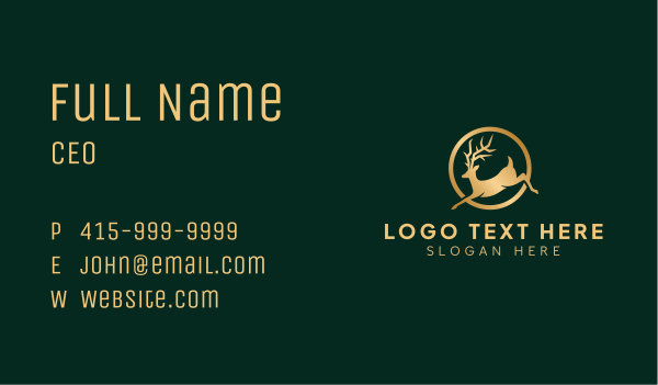 Gold Deer Animal Business Card Design Image Preview