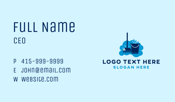 Home Cleaning Bucket Broom Business Card Design Image Preview